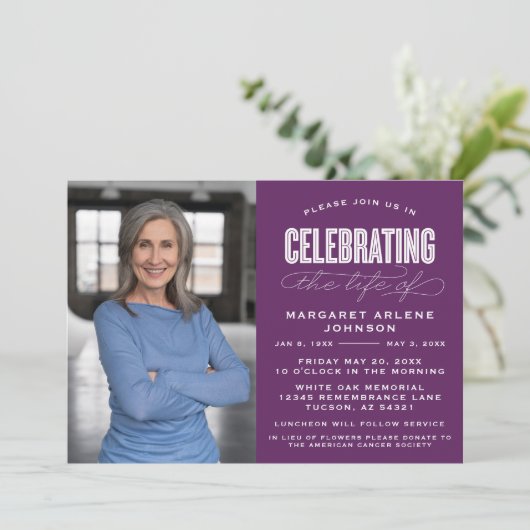 INVITATION SCRIPT BOLD MODERNE CÉLÉBRATION FUNÉRALE DE LA VIE (Debout devant)