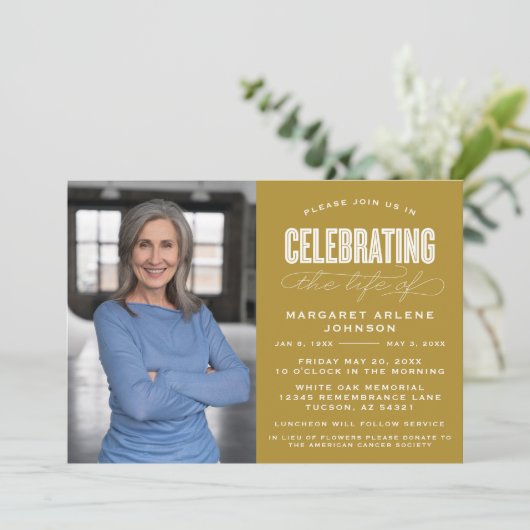 INVITATION SCRIPT BOLD MODERNE CÉLÉBRATION FUNÉRALE DE LA VIE (Debout devant)