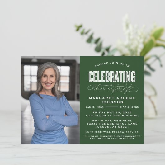 INVITATION SCRIPT BOLD MODERNE CÉLÉBRATION FUNÉRALE DE LA VIE (Debout devant)