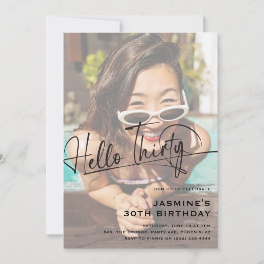 Invitation Script Bonjour Trente minimum Photo 30e anniversai (Devant)