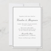 Invitation Script Bordure Classique Noir Blanc Élégant Mariag (Devant)