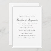 Invitation Script Bordure Classique Noir Blanc Élégant Mariag (Devant / Derrière)