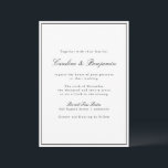 Invitation Script Bordure Classique Noir Blanc Élégant Mariag<br><div class="desc">Classique Script traditionnel Élégant invitation de mariage avec bordure étroite en noir sur un Arrière - plan blanc</div>