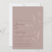 Invitation Script Botanique Chic Simple Mariage Dusty Mauve (Devant)