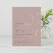Invitation Script Botanique Chic Simple Mariage Dusty Mauve (Debout devant)