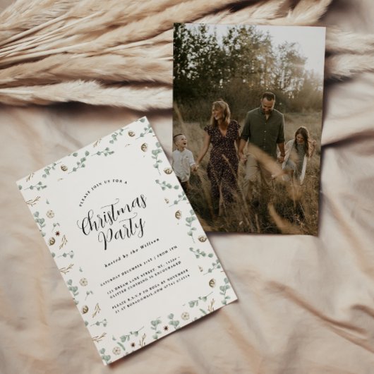 Invitation Script botanique minimal moderne Noël