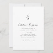 Invitation Script Botanique simple Mariage Boho noir blanc (Devant)