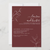 Invitation Script bourguignon moderne Mariage botanique Invit (Devant)