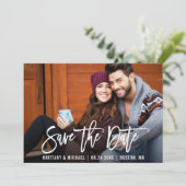 Invitation Script Brosse Moderne Enregistrer La Date Photo Kr (Debout devant)