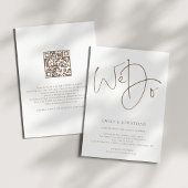 Invitation Script Brown moderne Nous faisons QR Code Mariage