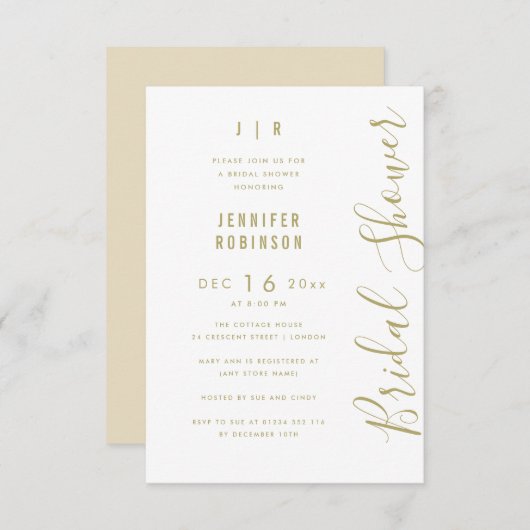 Invitation Script Budget Fête des mariées moderne blanc  (Devant / Derrière)