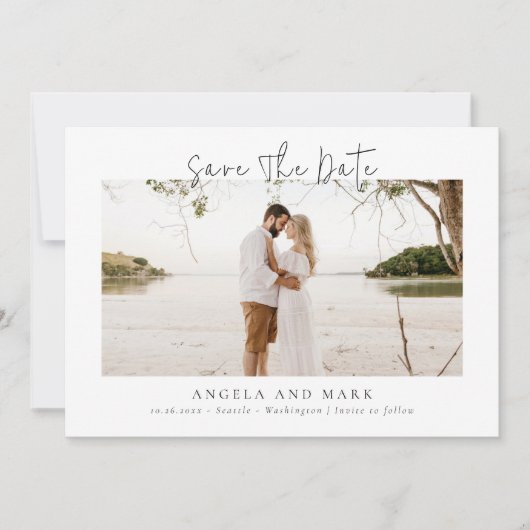 Invitation Script Budget moderne Photo Enregistrer la date (Devant)