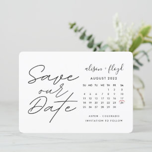 Invitation Script Calendrier manuscrit Rustique Enregistrer l