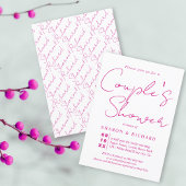 Invitation Script calligraphie magenta rose Couples douche