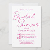 Invitation Script calligraphie magenta rose douche nuptiale (Devant)