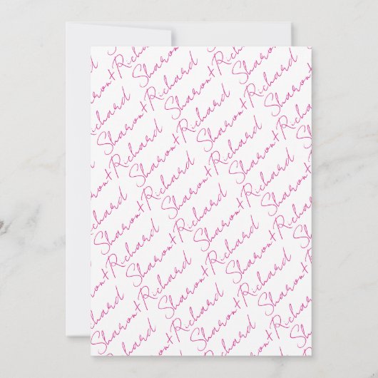 Invitation Script calligraphie magenta rose douche nuptiale (Dos)