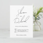 Invitation Script calligraphie noir et blanc photo mariage (Debout devant)