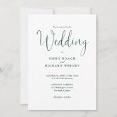 Invitation Script Calligraphie Photo Emerald Green Mariage (Devant)