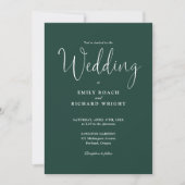 Invitation Script Calligraphie Photo Emerald Green Mariage (Devant)