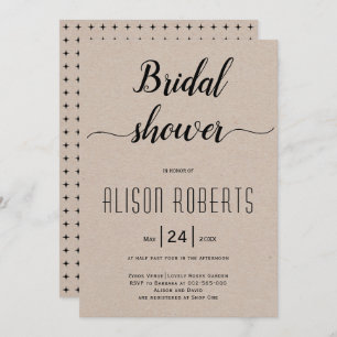 Invitation Script calligraphie rustique mariage douche nuptia