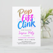 Invitation Script Calligraphique Fizz Pop Cool Clic Rose Bleu (Debout devant)