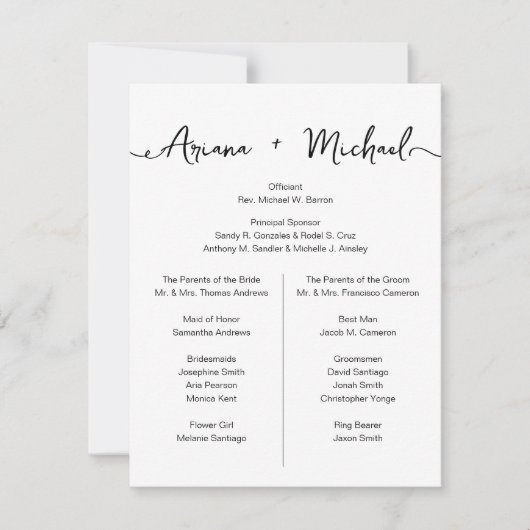 Invitation Script chic Custom Entourage list Simple mariage (Devant)