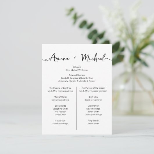 Invitation Script chic Custom Entourage list Simple mariage (Debout devant)