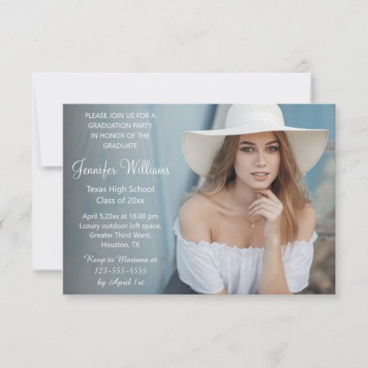 Invitation script chic élégant dégradé graduation photo (Devant)