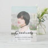 Invitation Script Chic Faux Vellum Effet Photo Graduation (Debout devant)