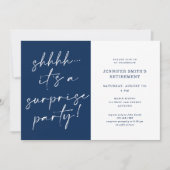 Invitation Script Chic Moderne Shhh Surprise Retraite Party (Devant)