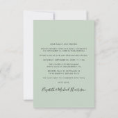 Invitation Script Chic Photo Sage Green Wedding Réception (Dos)