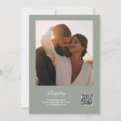 Invitation Script chic QR Code Photo Sage Green Fête des mari (Dos)