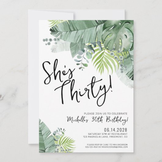 Invitation Script chic Trente-troisième anniversaire (Devant)