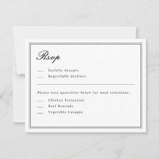 Invitation Script classique absolu noir et blanc RSVP (Devant)