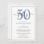 Invitation Script classique bleu de la marine 50e anniversair (Devant)