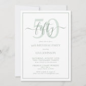 Invitation Script classique formel 50e anniversaire Sage Gree (Devant)
