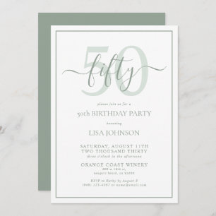 Invitation Script classique formel 50e anniversaire Sage Gree