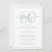 Invitation Script classique formel 60e anniversaire Sage Gree (Devant)