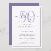 Invitation Script classique Lilac Lavender 50e anniversaire (Devant / Derrière)