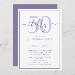 Invitation Script classique Lilac Lavender 50e anniversaire