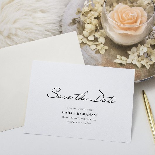 Invitation Script classique Mariage blanc minimal Enregistrer