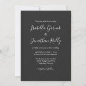 Invitation Script classique minimaliste Mariage noir et blanc (Devant)