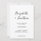 Invitation Script classique moderne Photo Mariage simple (Devant)