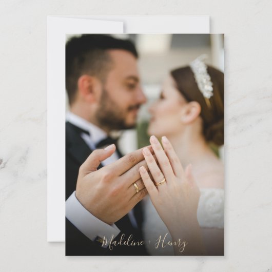 Invitation Script Classique Noir Script Avec Mariage Photo (Dos)