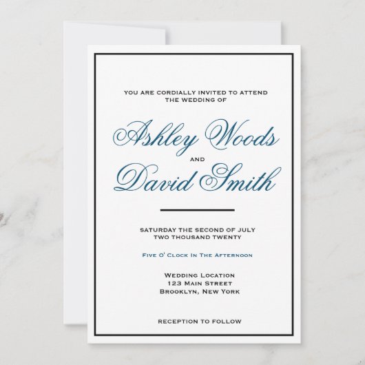 Invitation Script classique simple et élégant (Devant)