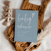 Invitation Script Coeur Dusty Baby shower garçon bleu