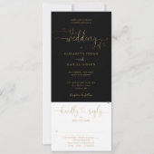 Invitation Script Coeur Noir Et Or Tout En Un Mariage (Devant)