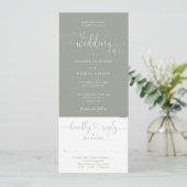 Invitation Script Coeur Sage Vert Tout en un Mariage (Debout devant)