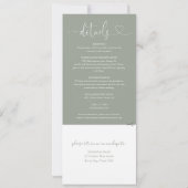 Invitation Script Coeur Sage Vert Tout en un Mariage (Dos)