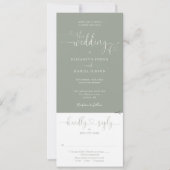 Invitation Script Coeur Sage Vert Tout en un Mariage (Devant)
